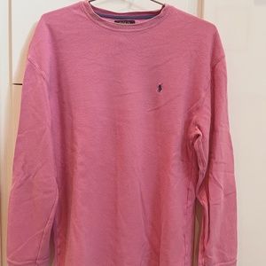 Pink Long Sleeve Waffle Knit Polo XXL